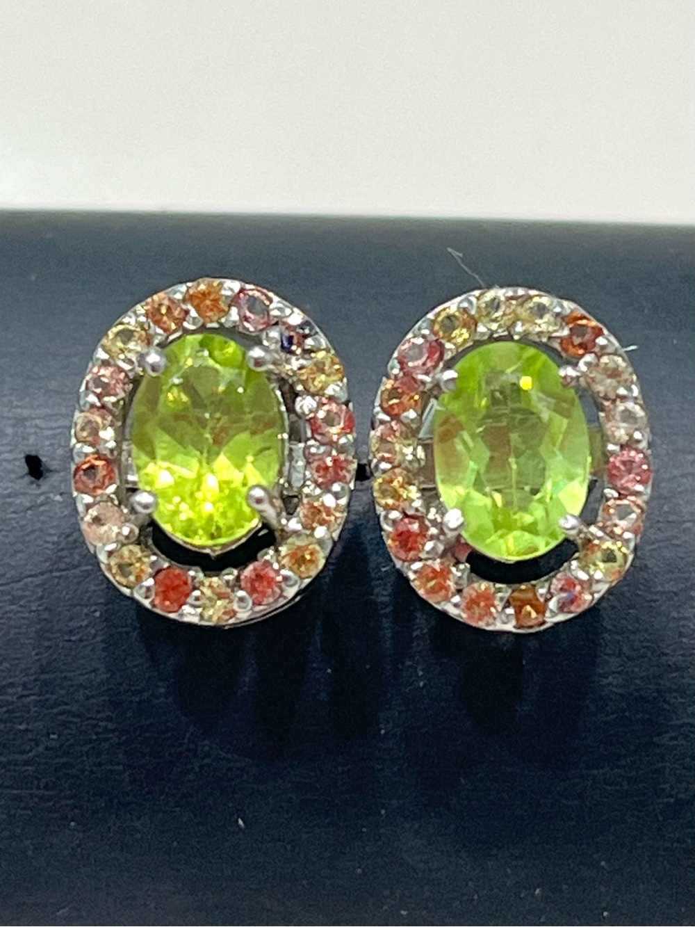 Sapphire 1.5ct Peridot 14KGP Earrings